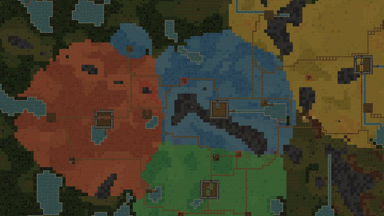 A faction map with four realms at war